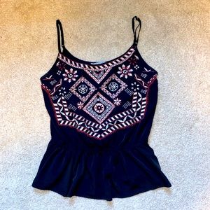 Black Embroidered Peplum